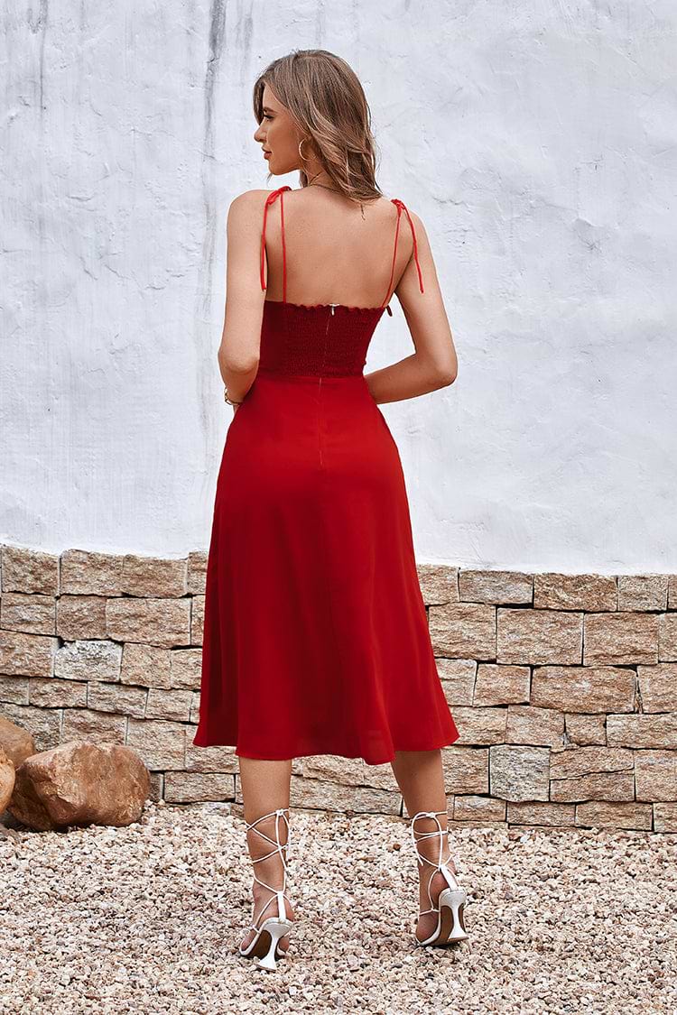 Honopu Red Bow Tie Sheath Dress