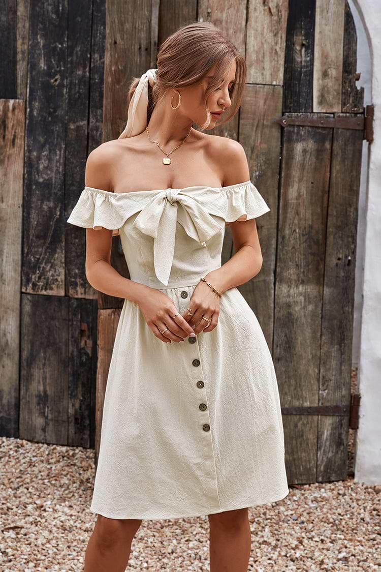 Vestido Querim con moños y hombros descubiertos