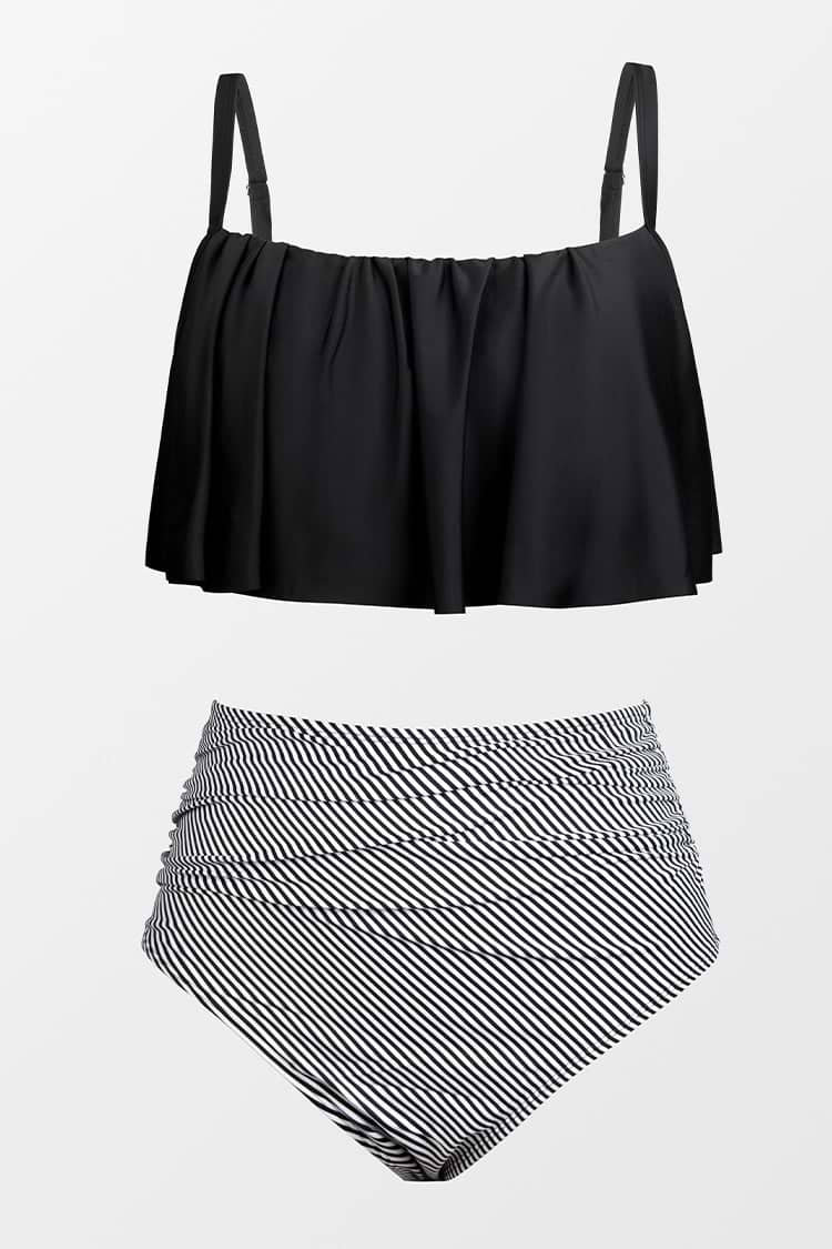 Ruffle Plus Size Bikini With High Waisted Bottom