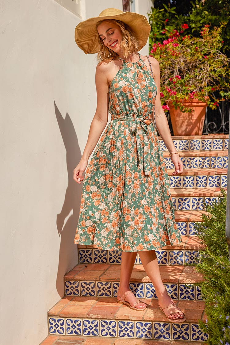 Ärmelloses Kleid mit Rundhalsausschnitt und Schnürung