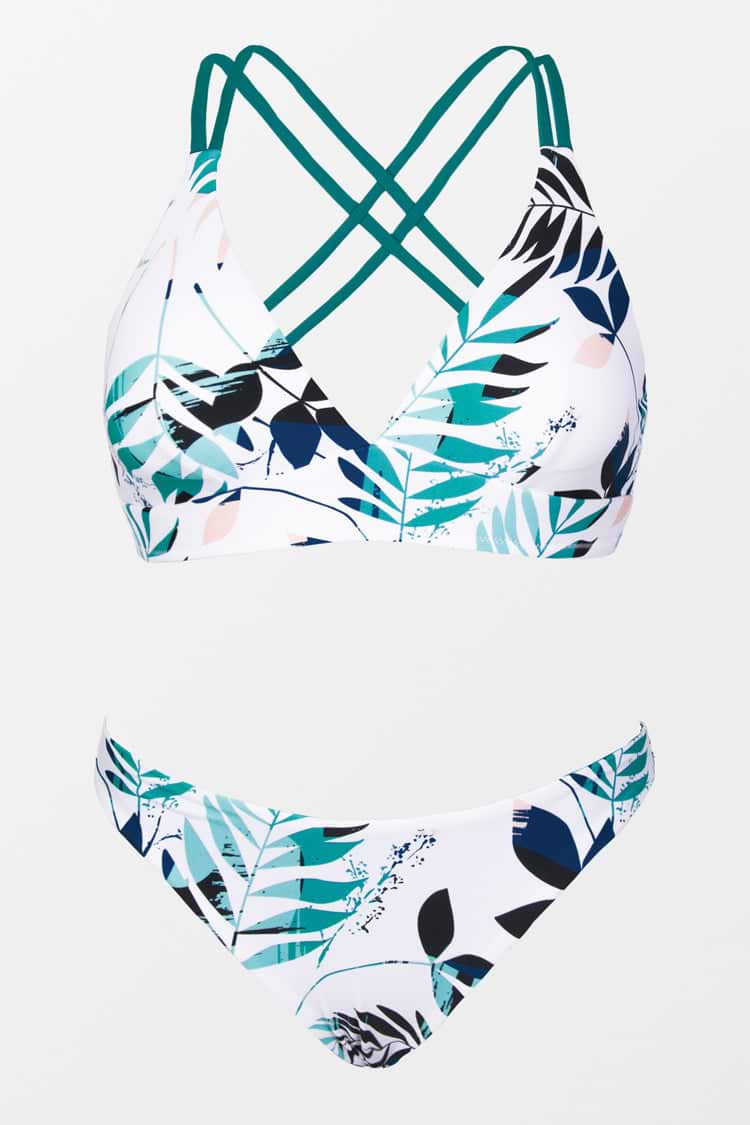 【関税送料込】CUPSHE Reverie Land Stitching ビキニ セット Leafy Strappy Reversible Bikini