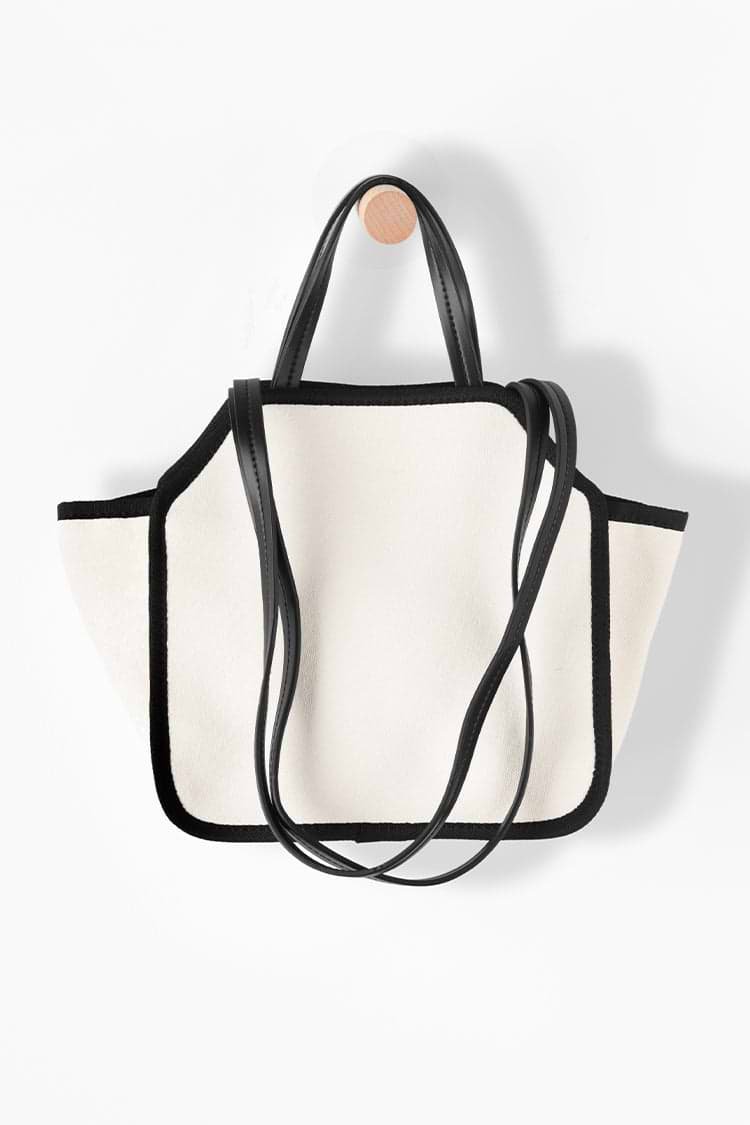 Anakena White Preppy Canvas Shoulder Bag
