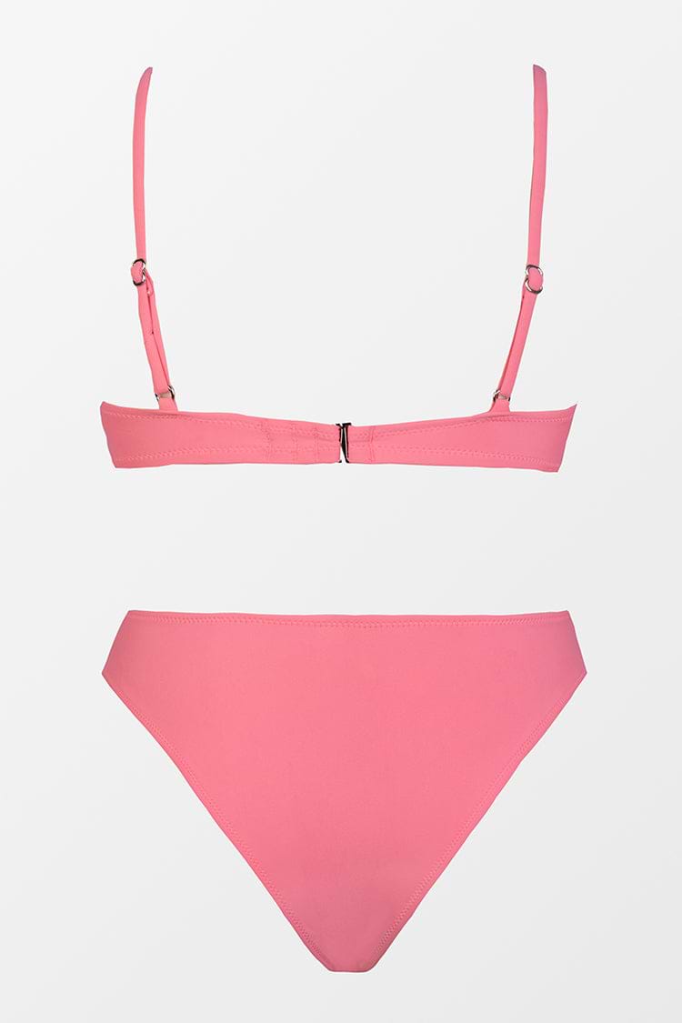 Beach Party Underwire Pink Bandeau And Cheeky Hipster Bikini Set