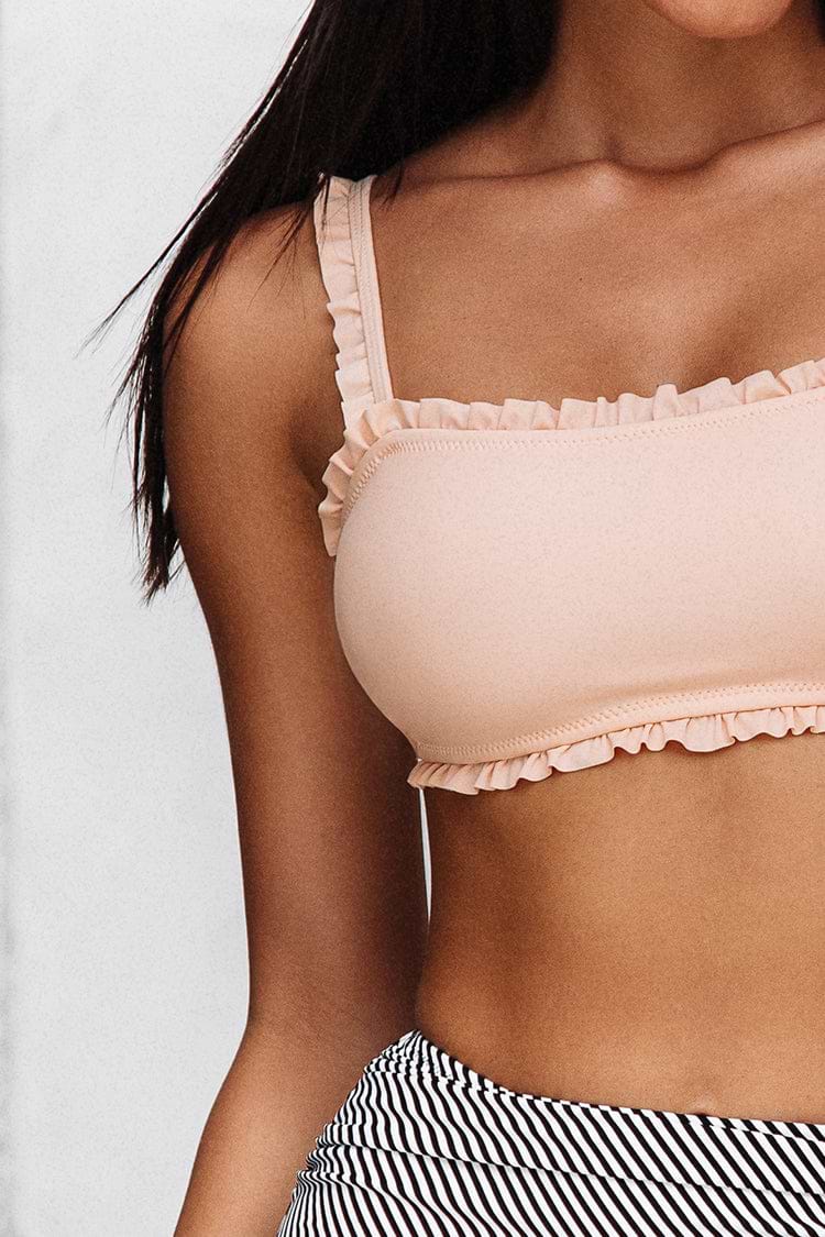 Bandeau Bikini-Set mit High Waist und Streifen-Muster