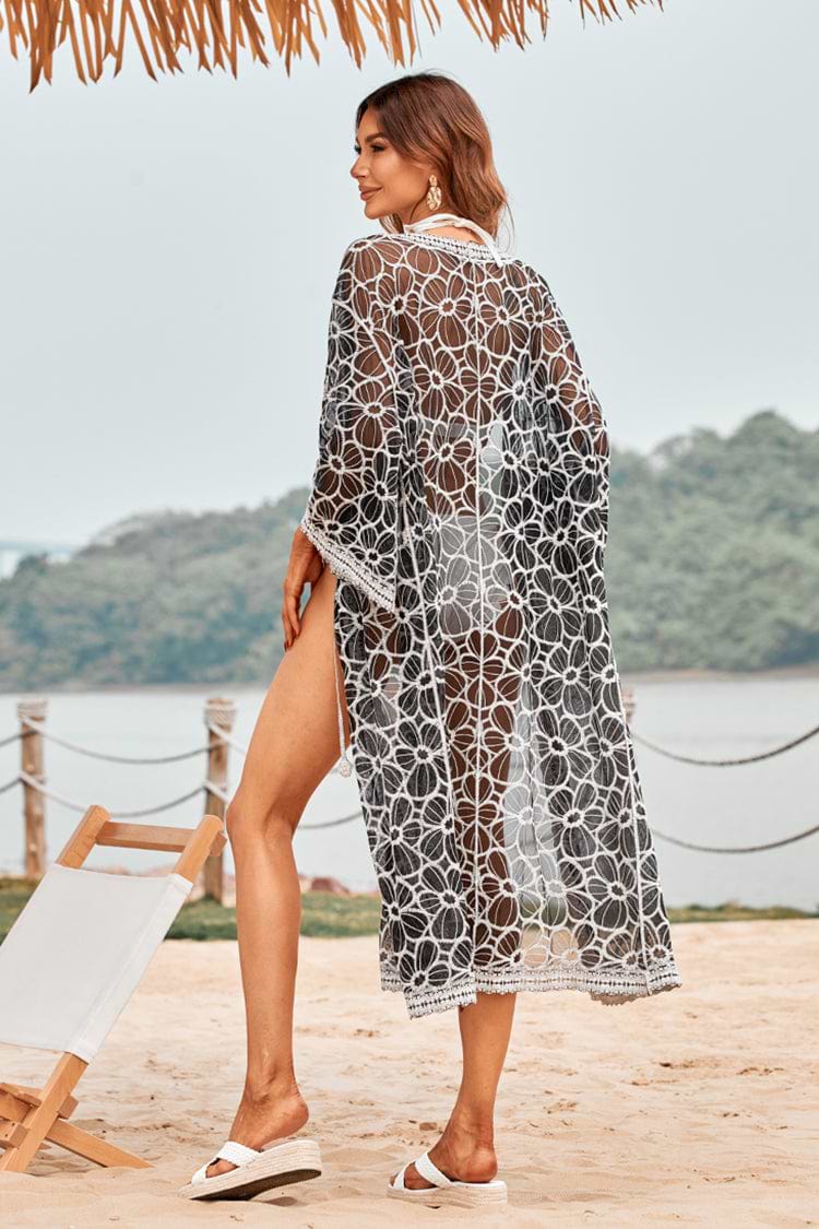 Kaleigh Kimono con Escote V Mangas acampanadas Frente abierto