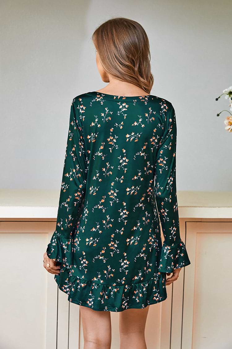 Robe trapèze fleurie à col en V