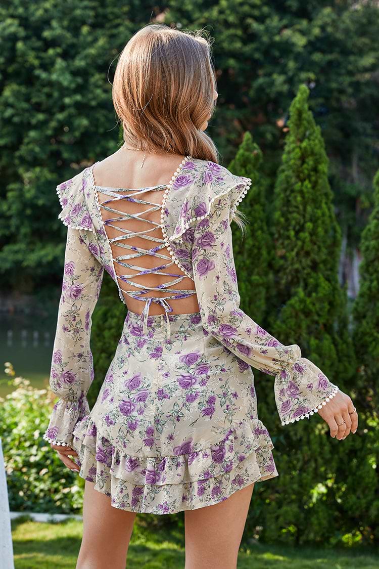 Gussie Vestido tubo abullonado con escote V y con espalda abierta