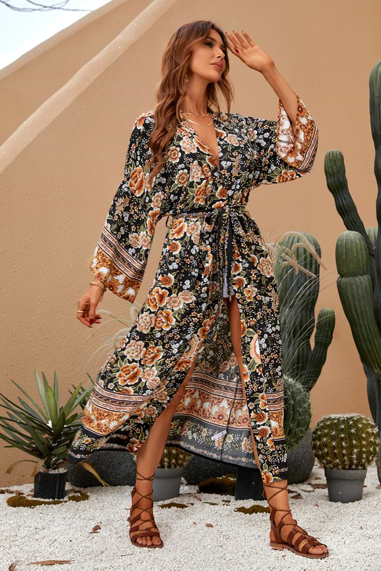 Boho Tunika-Kleid mit offener Vorderseite