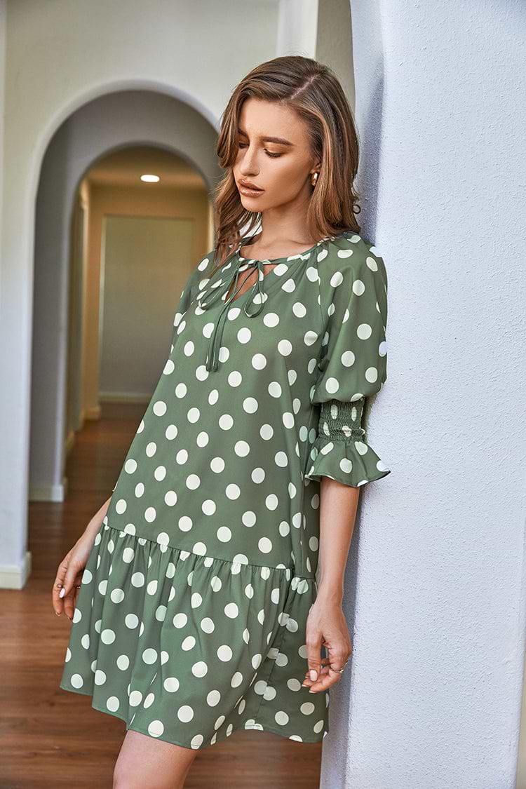 Kasia Tunic Vestido con escote V y mangas abullonadas