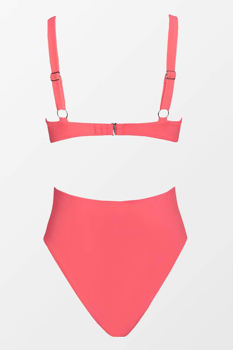 Twist Front Cutout One Piece Swimsuit-Pink