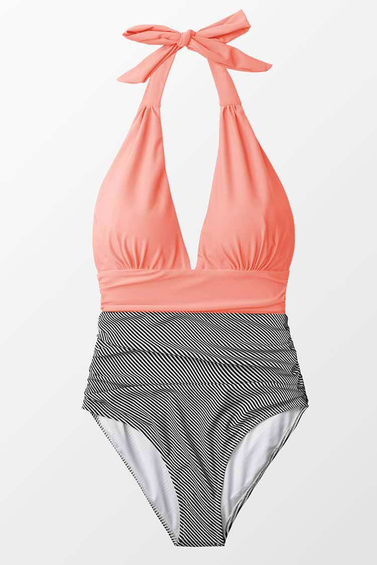 Keeping You Accompanied Pink Stripe One Piece Swimsuit