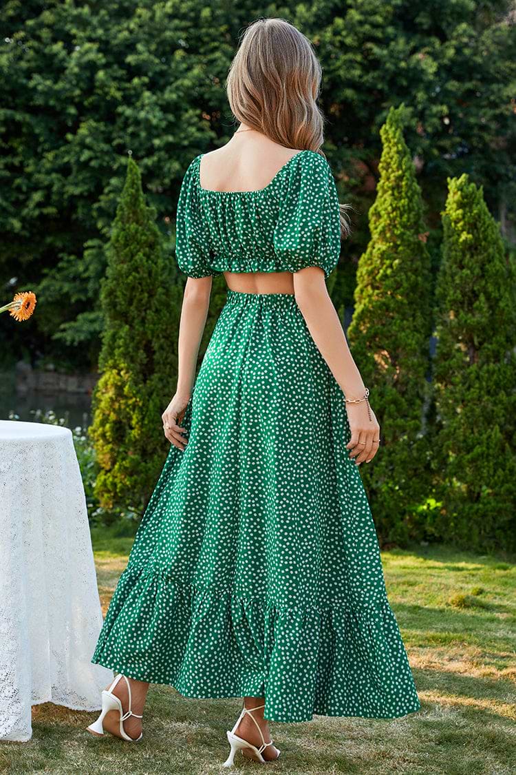 Hollis Vestido en forma de A con hombros al aire y mangas de campana