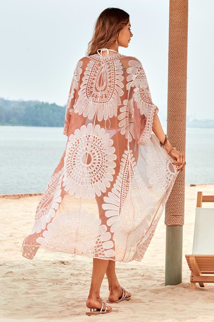 Jean Kimono bordado con frente abierto