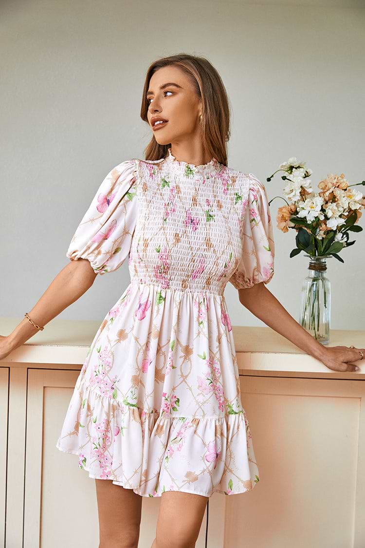 Kennedi Vestido Short en forma de A con adornos de frunces