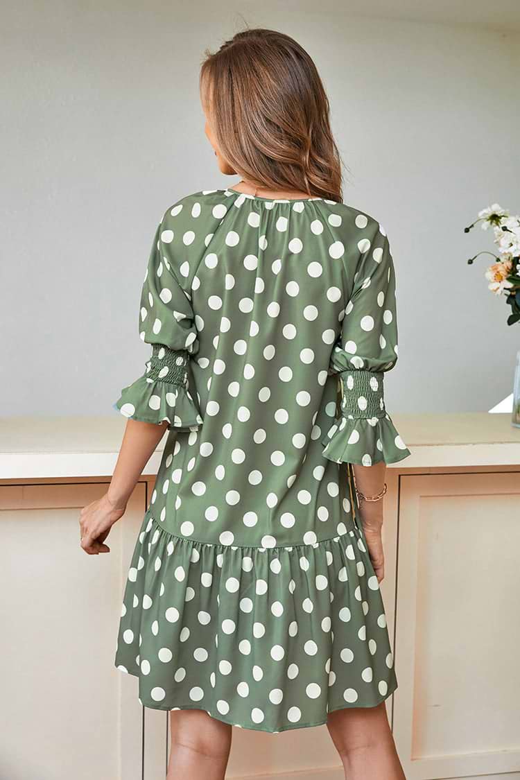 Kasia Tunic Vestido con escote V y mangas abullonadas