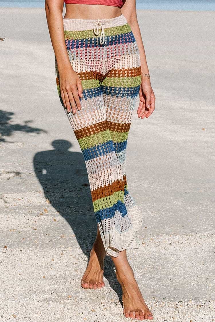 America Stripe Crochet Cover Up Pants