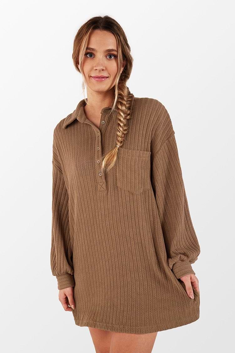 Shayla Loose Waist Buttoned Collar Shirt Dress