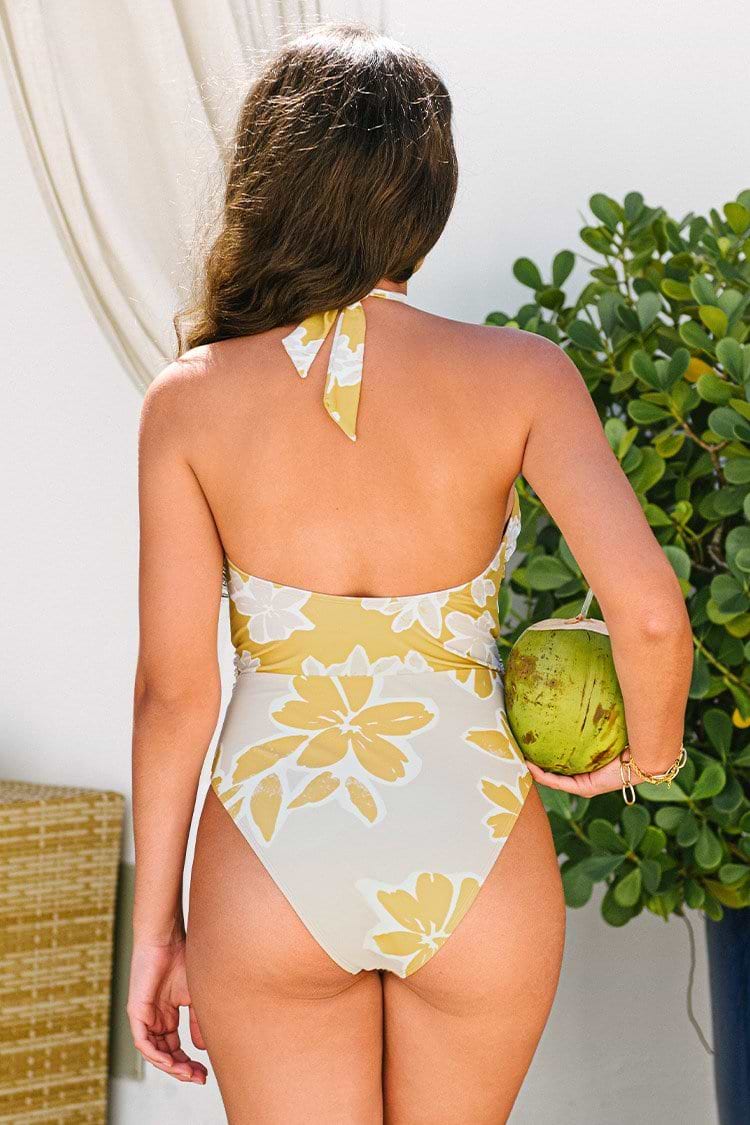 Delicate Expressions Wrap Front High-neck One Piece Swimsuit