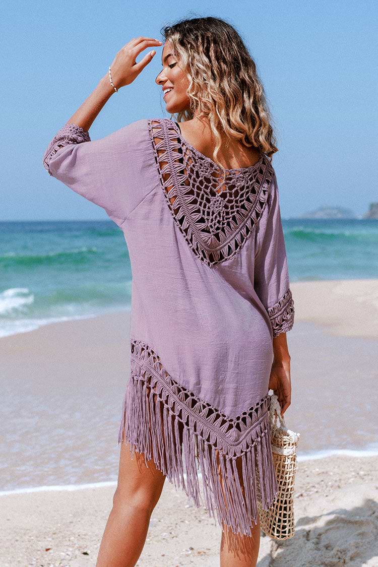 Sadie Crochet Fringe Half Sleeve Cover Up