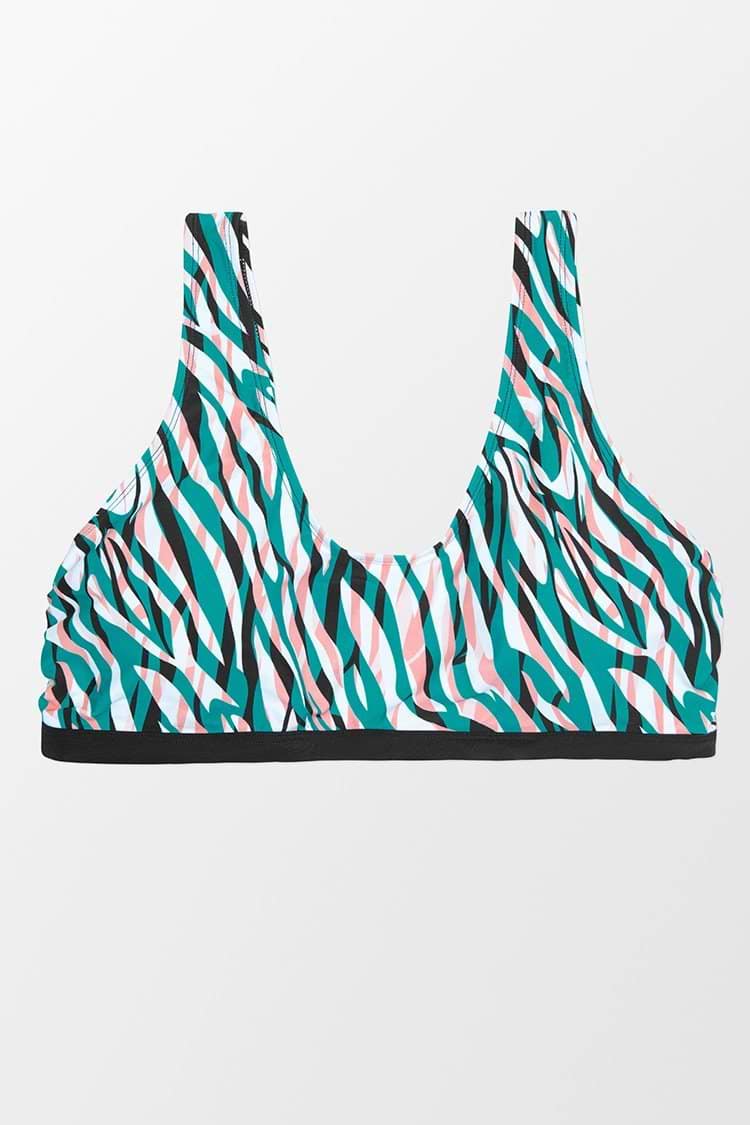 Plus Size Zebra Print Cut Out Bikini Top