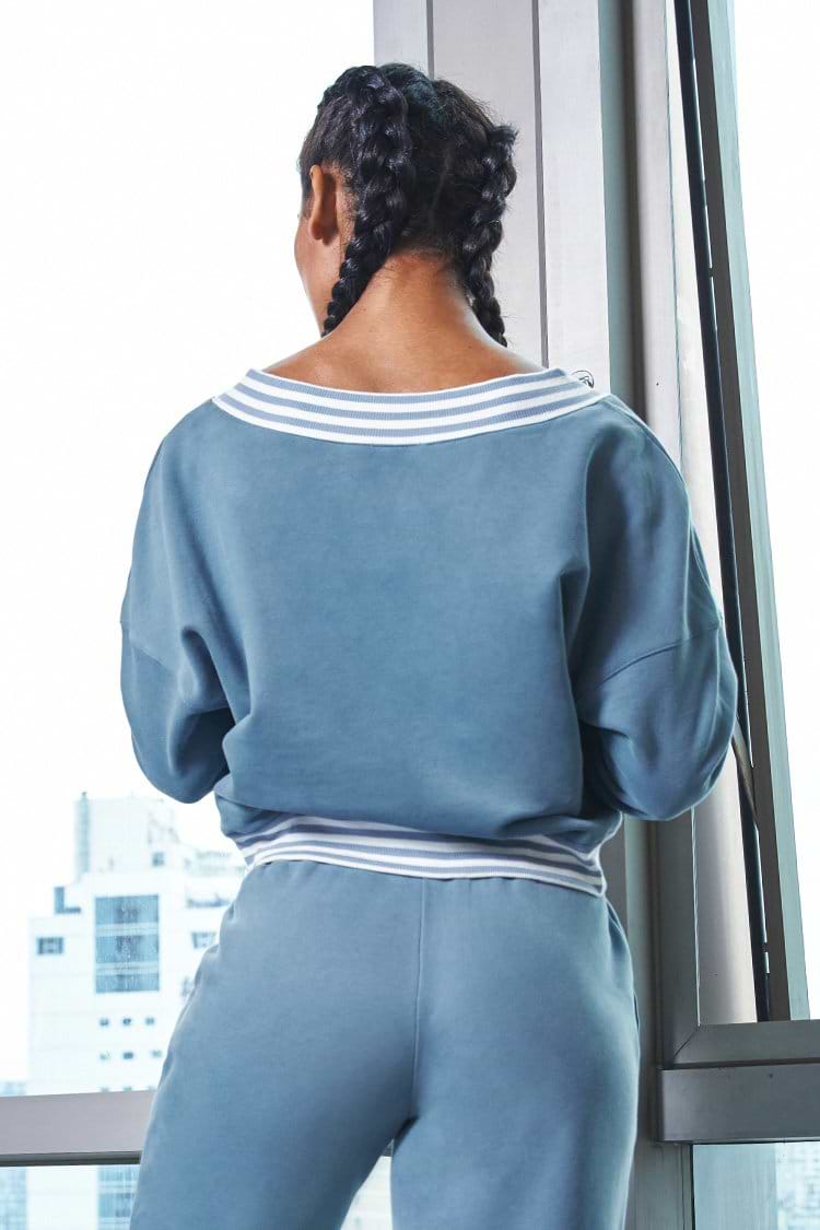 Marina Mist V-neck Drop Shoulder Sweatshirt