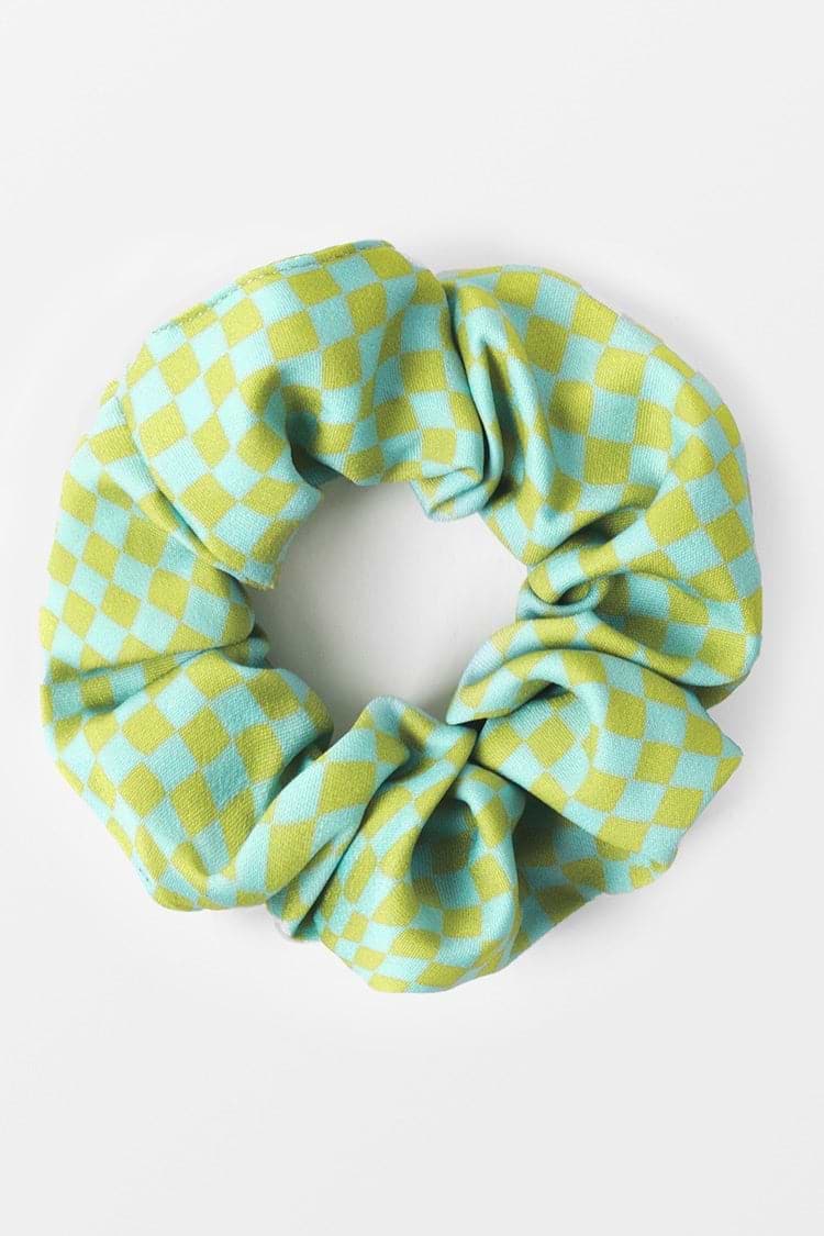 Papaya Green Gingham Ruching Hair Tie