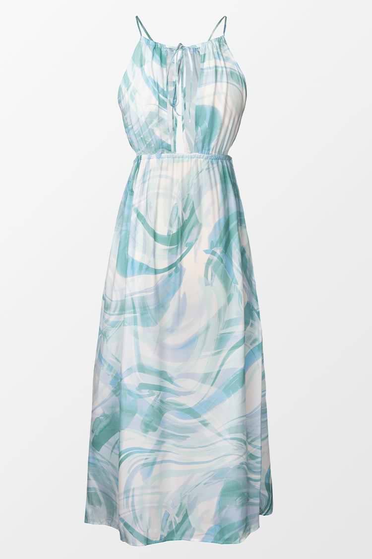 Taryn Marble Print Elastic Cut-out Waist Dress