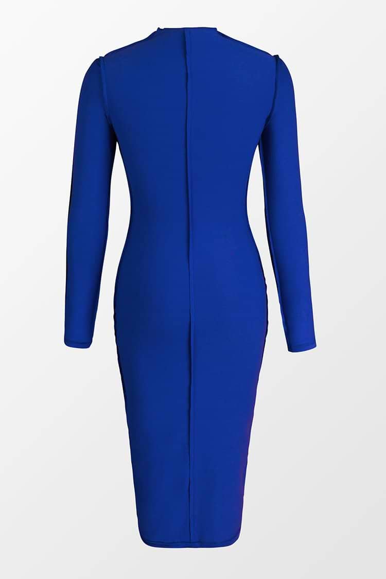 Sonia Blue Long Sleeve Bodycon Dress