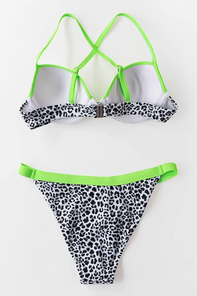 Bikini Leopardo con Ribete Neón