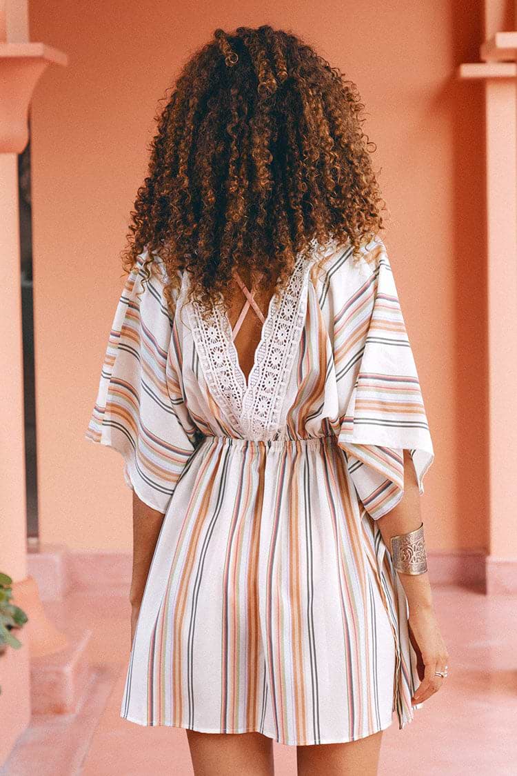 Amirah Striped Crochet Trim Cover Up