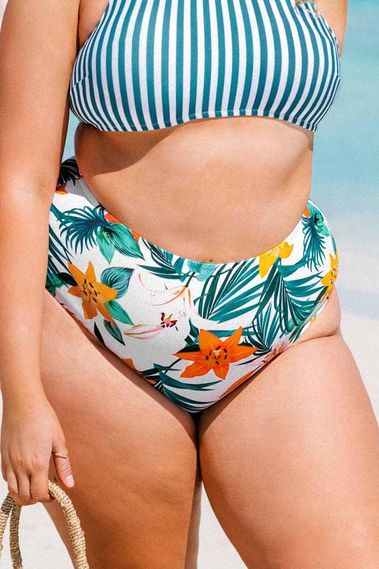 Calzón de bikini para tallas grandes con estmpado floral Anya