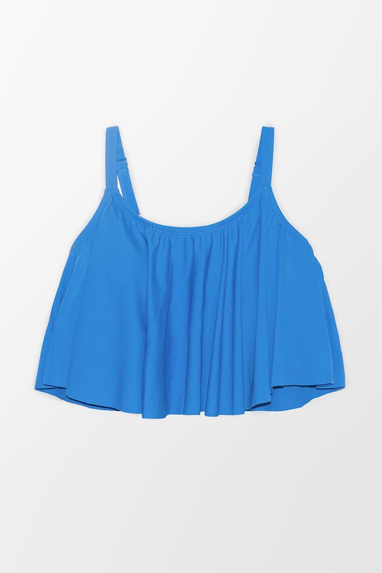 Haut de Tankini Bleu à Volants Stacey Grande Taille