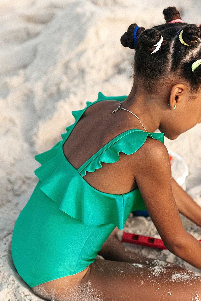 Maillot de bain une pièce pour petites filles avec volants, maillot de bain dos nu avec jupe - Chine Bikini pour enfants et bikini pour enfants prix