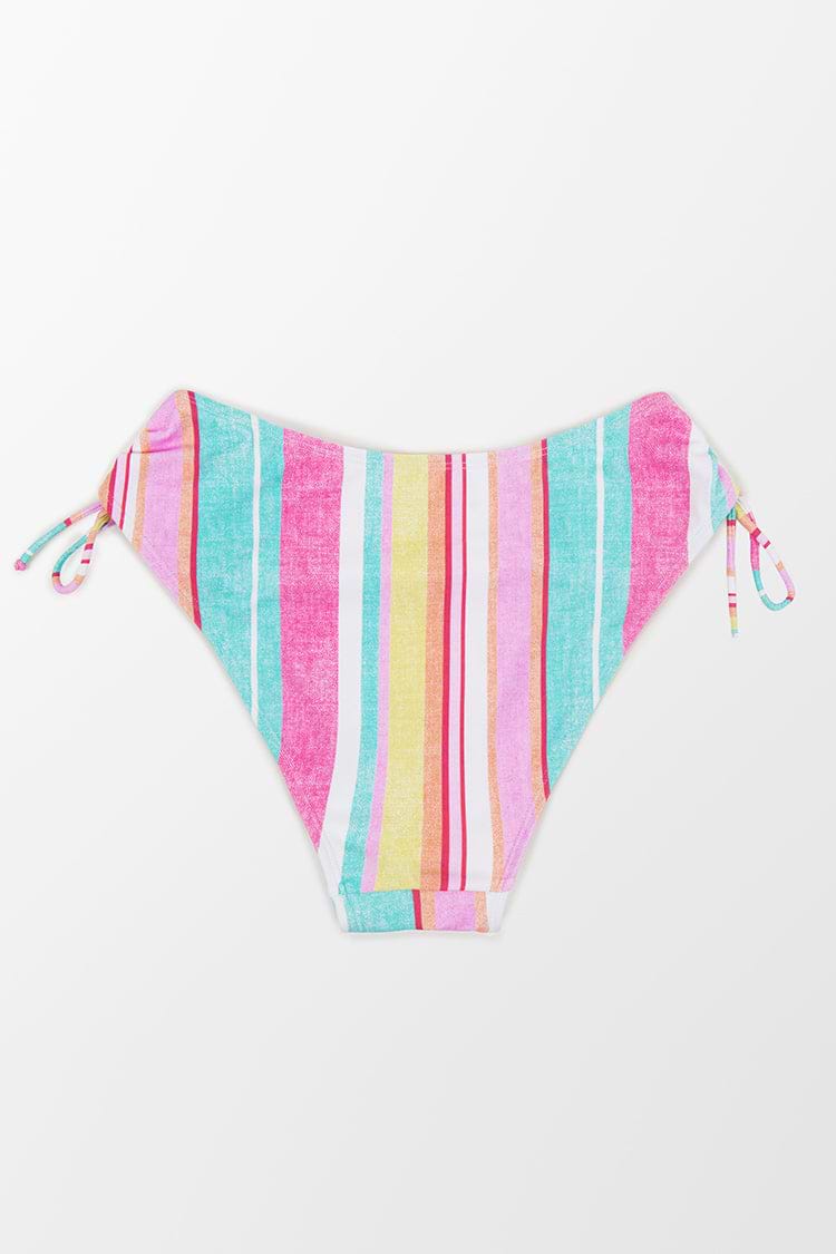 Soleil Stripe Side Shirred Hipster Bikini Bottom