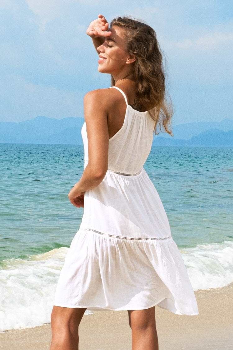 Vestido Blanco Marley Cuello Alto