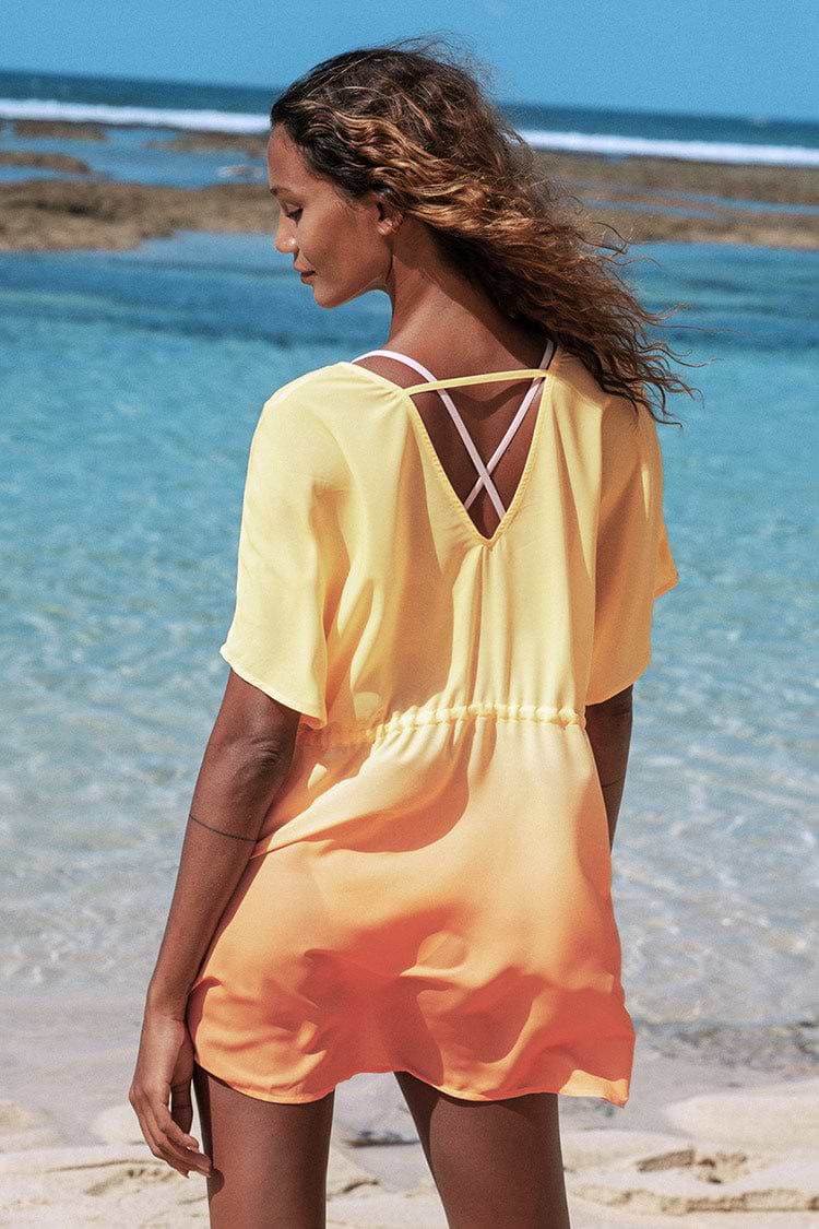 Tiara Tie Dye Plunge Drawstring Cover Up