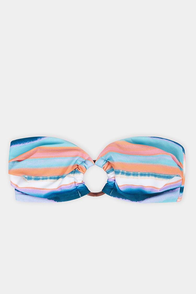 Gestreiftes Bandeau-Bikinioberteil mit O-Ring