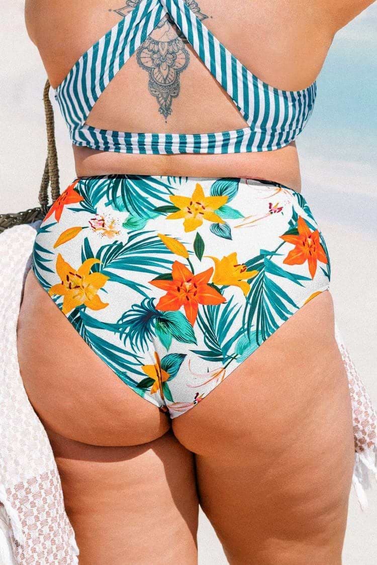 Calzón de bikini para tallas grandes con estmpado floral Anya