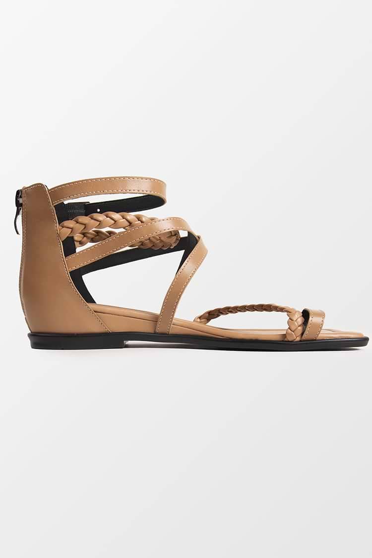 Ambrosia Brown Open Toe Flat Sandals