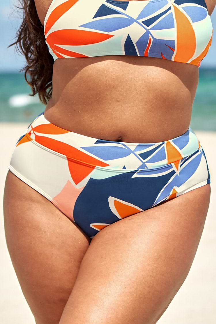 Tropische Bikinihose mit High waist in großen Größen