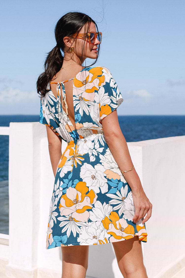 Floral-Kleid mit V-Ausschnitt