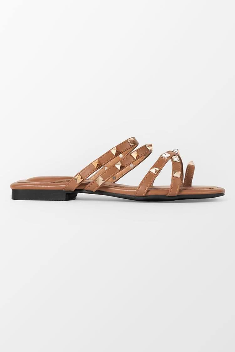 Baja Open Toe Studded Flat Sandals