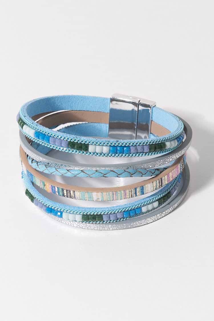 Bracelet à rayures bohème bleu