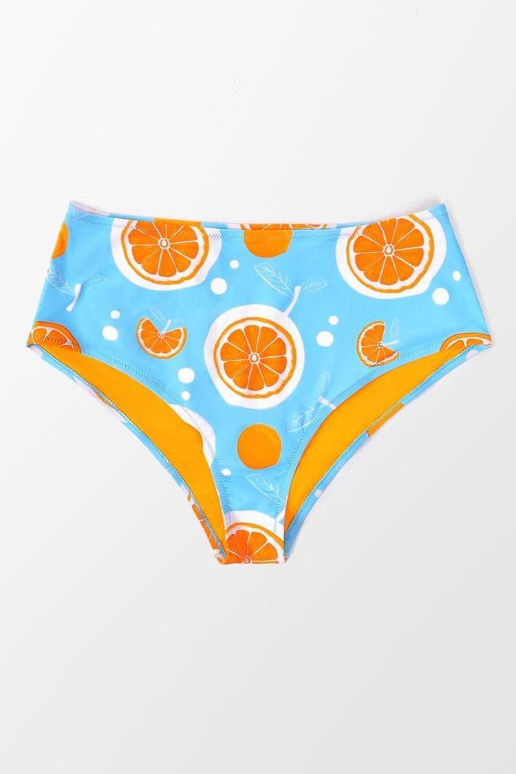 Calzón de bikini de cintura alta y talla grande con estampado de frutas de Karlee