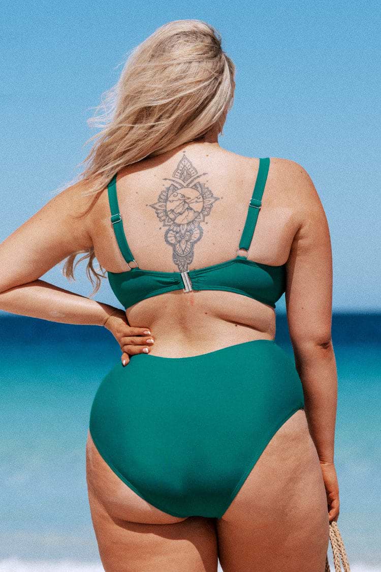 Emerald Crisscross Plus Size Bikini & High Waist Bottom Set