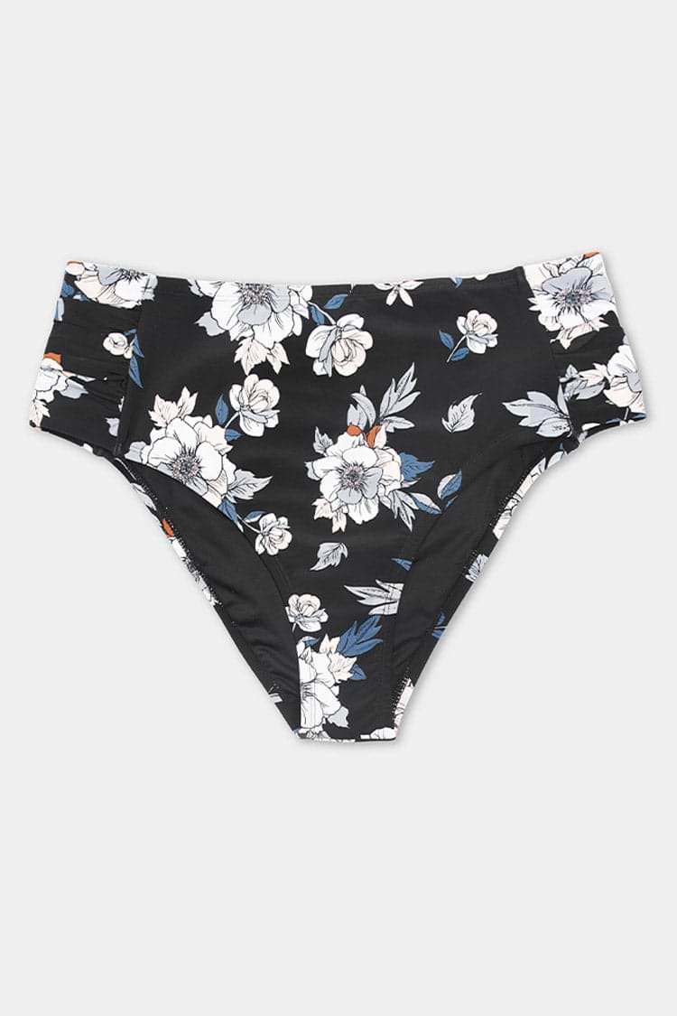 Side Shirred Hipster Tummy Control Plus Size Bikini Bottom