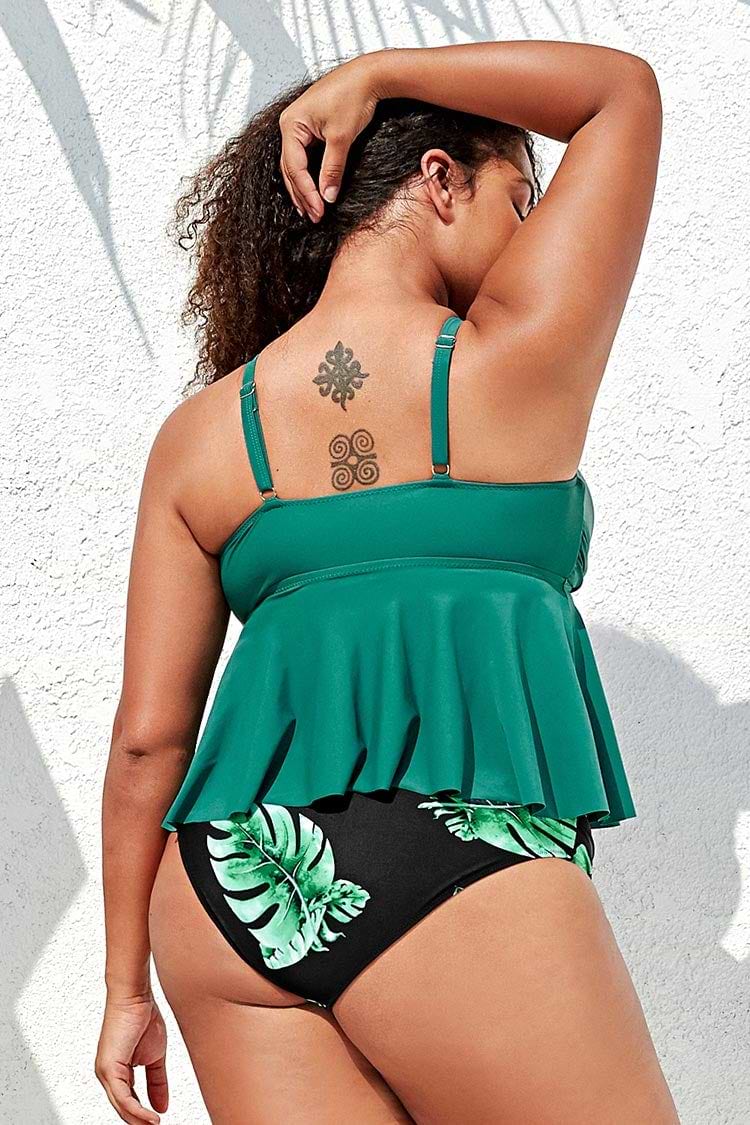 Tankini Verde y Floral Talla Grande