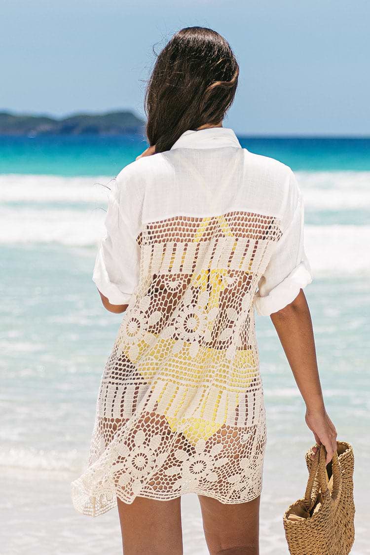 Gehäkeltes Hemd-Kimono mit Knöpfen