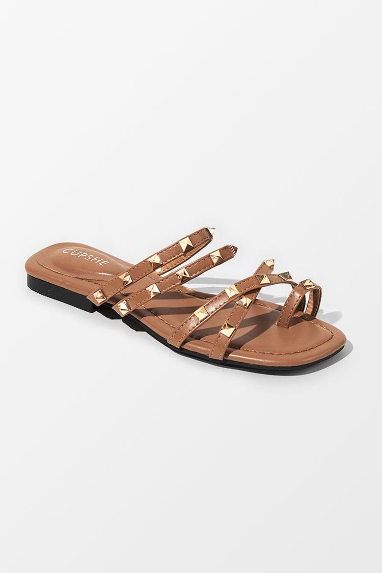 Baja Open Toe Studded Flat Sandals