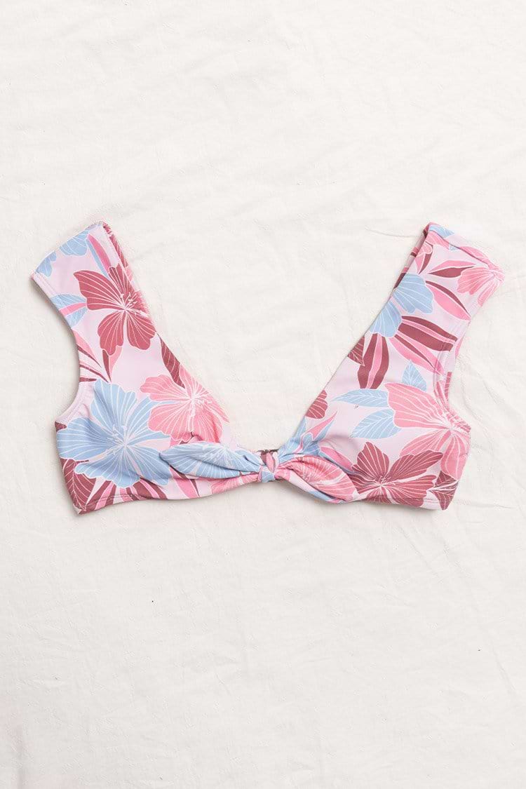 Floral Bunny Tie Bralette Bikini Top